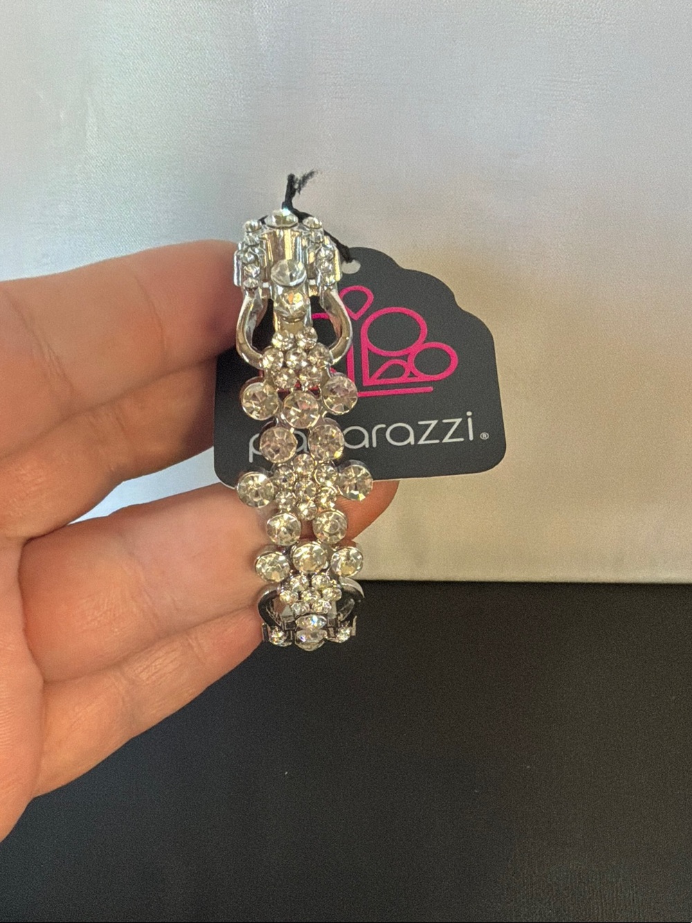 Paparazzi Silver-Tone Clear Crystal Cluster Bracelet